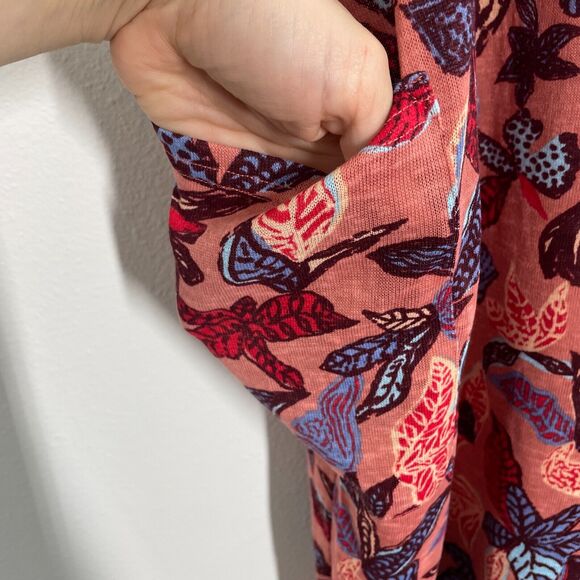 Logo Lori Goldstein Dress Women XL Pink Floral Beach To Street Kaftan Pockets - Picture 6 of 8